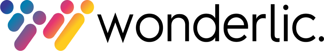 Logo for Wonderlic, featuring a stylized "W" composed of six multicolored circles and ovals, complemented by the word "wonderlic demo" in lowercase black letters.