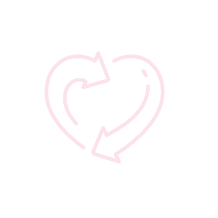A heart shape formed by two curved arrows, each pointing towards the other's tail, creating a continuous loop akin to the Wonderlic Test's endless possibilities. The design is sketched in a light pink hue on a transparent background.