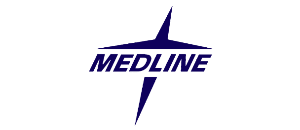 The image shows the Medline logo, which consists of the word "Medline" in bold, dark blue letters, with a stylized dark blue star or compass needle pointing upwards and downwards, crossing through the letter "L." Get started with a Wonderlic demo today.