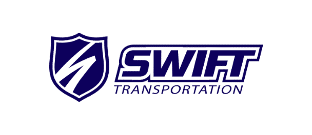 The image shows the Swift Transportation logo, featuring a stylized shield with an "S" inside, next to the word "SWIFT" in bold, uppercase letters. Below "SWIFT," the word "TRANSPORTATION" appears in smaller, uppercase letters. Get started with a Wonderlic demo to learn more about Swift's hiring process.